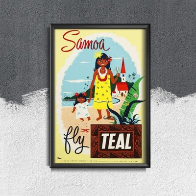 Plakat-Weinlese Teal samoa