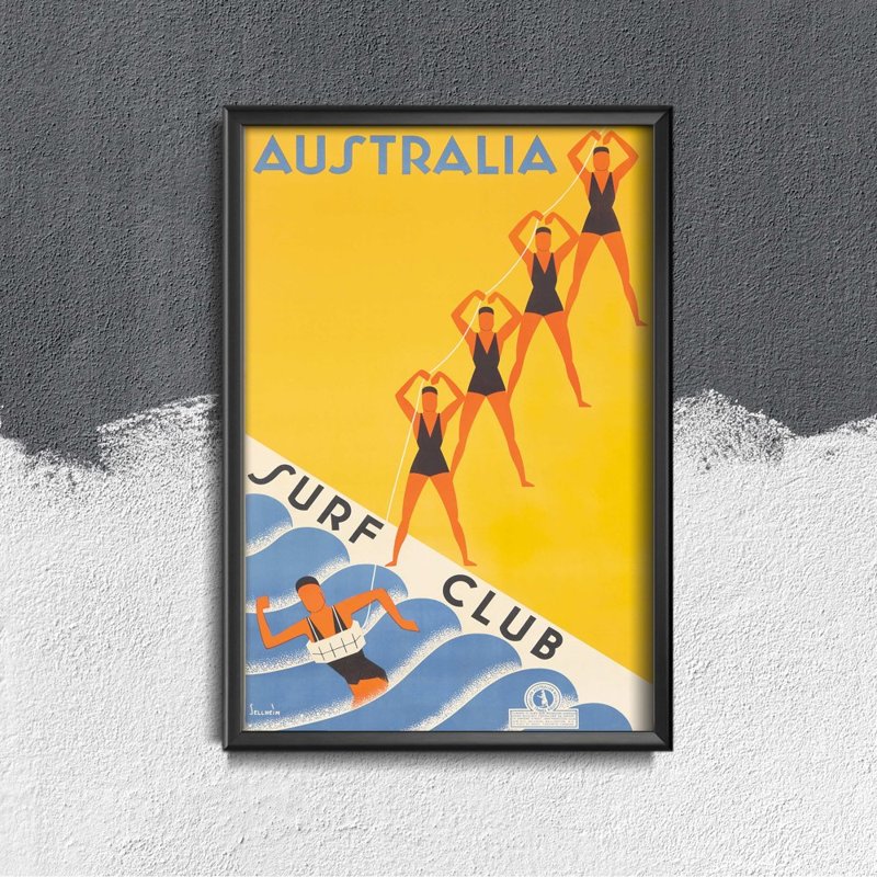 Poster Retro-Wohnzimmer Australien Surf Club