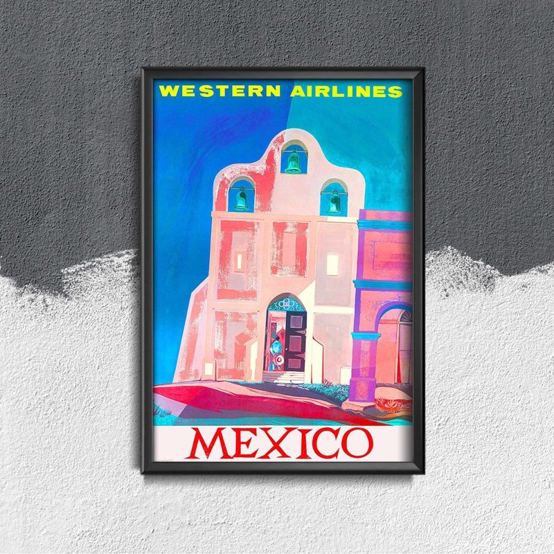 Poster im Retro-Stil Western Airlines Mexiko