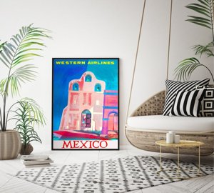Poster im Retro-Stil Western Airlines Mexiko