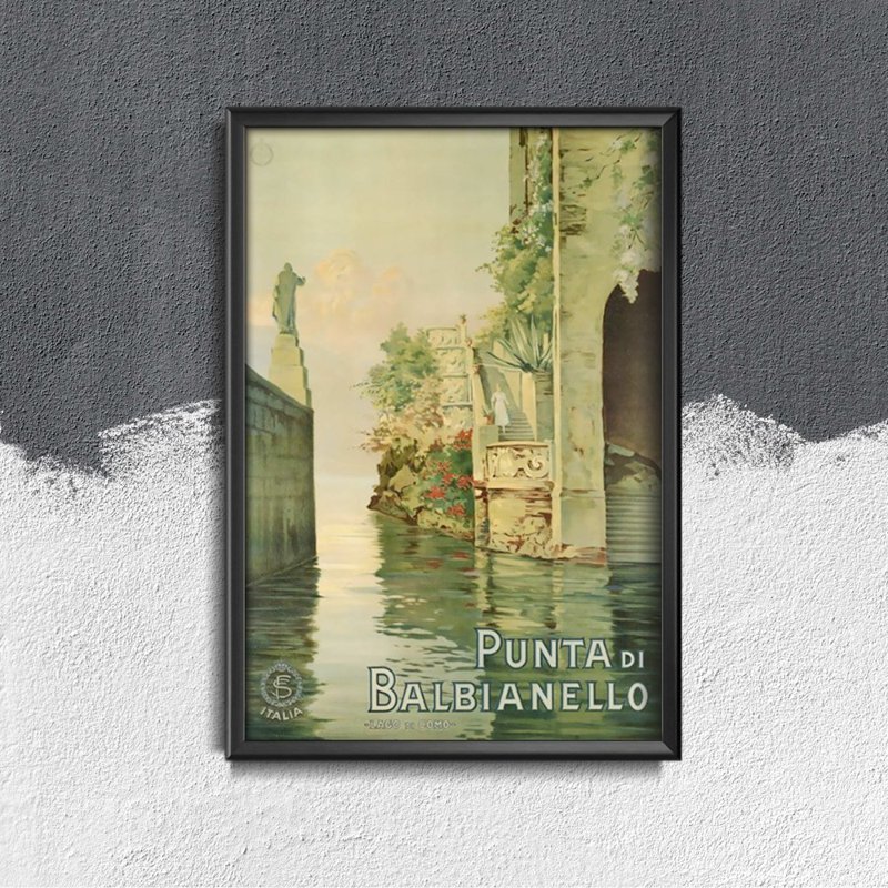 Poster Retro-Wohnzimmer Italien Punta di Balbianello