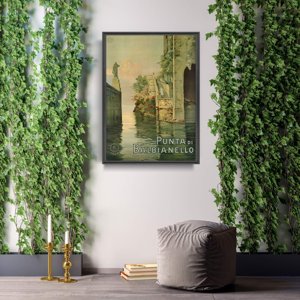 Poster Retro-Wohnzimmer Italien Punta di Balbianello