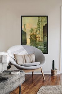Poster Retro-Wohnzimmer Italien Punta di Balbianello