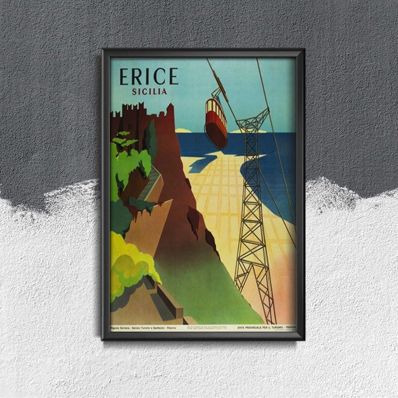 Poster im Retro-Stil Erice Sicilia Italien