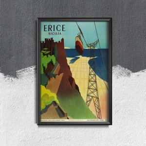 Poster im Retro-Stil Erice Sicilia Italien