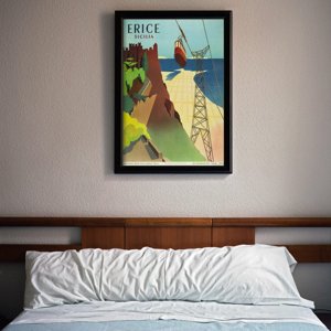 Poster im Retro-Stil Erice Sicilia Italien