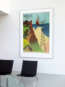 Poster im Retro-Stil Erice Sicilia Italien