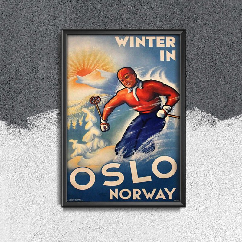 Retro-Poster Oslo Norwegen Winter Ski