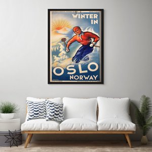 Retro-Poster Oslo Norwegen Winter Ski