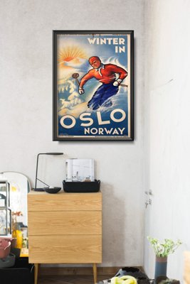 Retro-Poster Oslo Norwegen Winter Ski