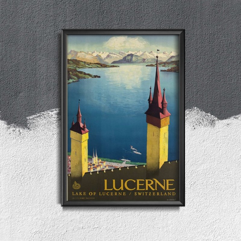 Poster im Retro-Stil Vierwaldstättersee Schweiz