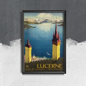 Poster im Retro-Stil Vierwaldstättersee Schweiz