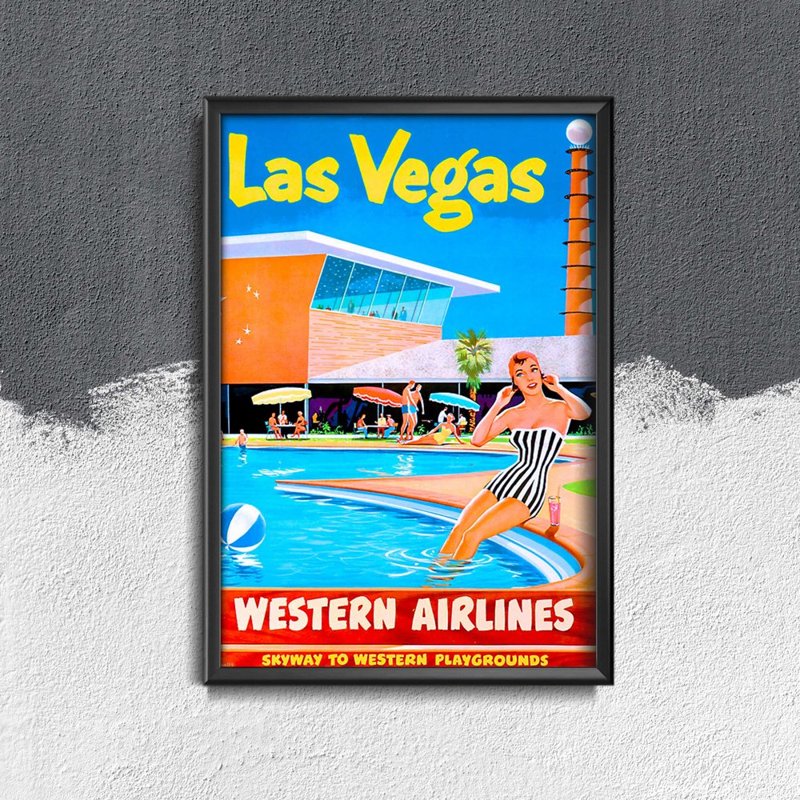 Poster Retro-Wohnzimmer Las Vegas, Western Airlines