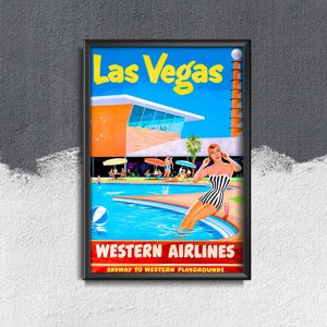 Poster Retro-Wohnzimmer Las Vegas, Western Airlines