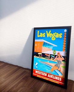 Poster Retro-Wohnzimmer Las Vegas, Western Airlines