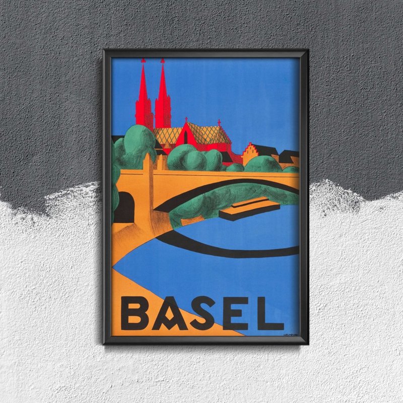 Weinleseplakat für das Wohnzimmer Basel Schweiz