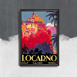 Retro-Poster Locarno, Schweiz Casino Golf Tennis