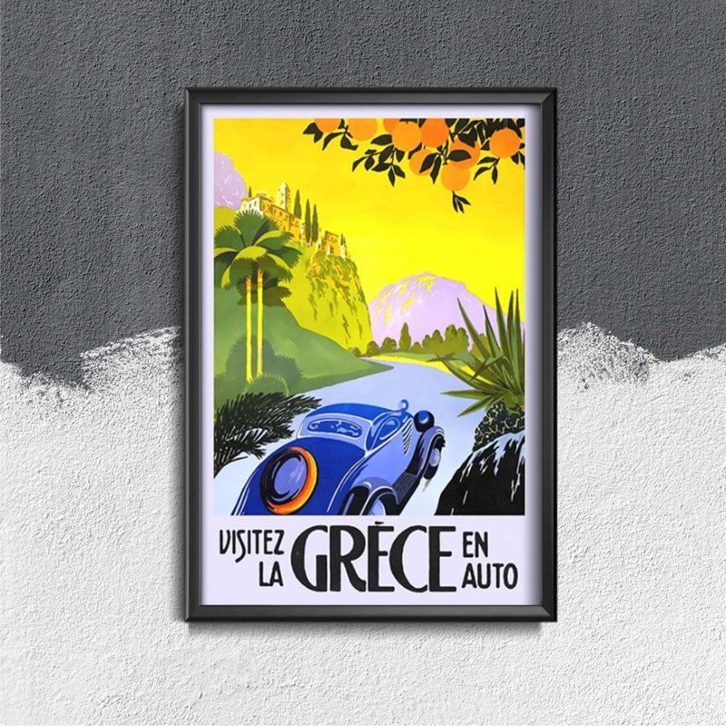 Poster Retro-Wohnzimmer En Auto Griechenland