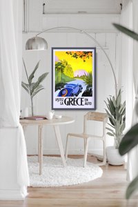 Poster Retro-Wohnzimmer En Auto Griechenland