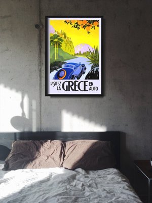Poster Retro-Wohnzimmer En Auto Griechenland