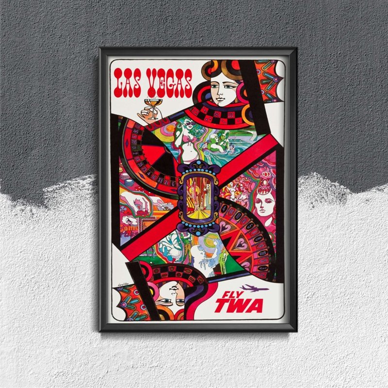 Poster Retro-Wohnzimmer Fly TWA Las Vegas