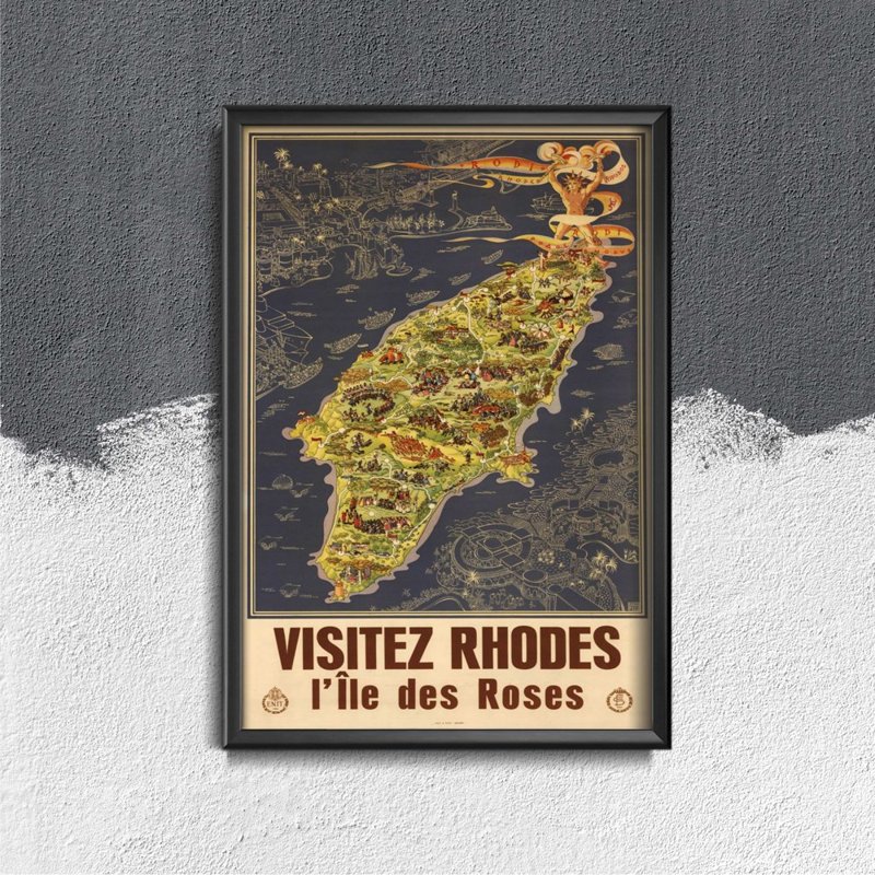 Weinleseplakat Rhodos Griechenland