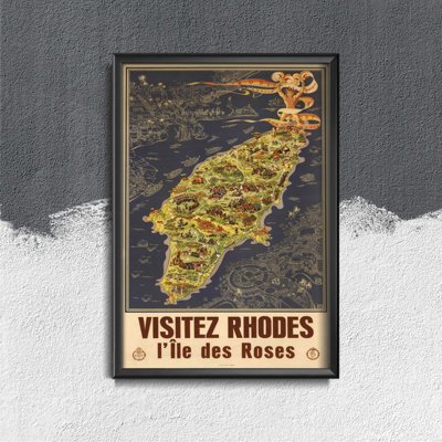 Weinleseplakat Rhodos Griechenland