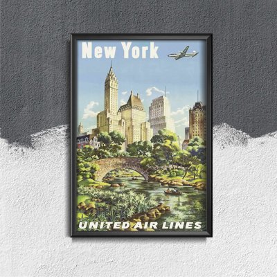 Poster Retro-Wohnzimmer Poster Fluggesellschaften in New York United Air