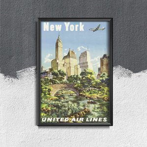 Poster Retro-Wohnzimmer Poster Fluggesellschaften in New York United Air
