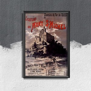 Weinleseplakat für das Wohnzimmer Mont St. Michel, Frankreich