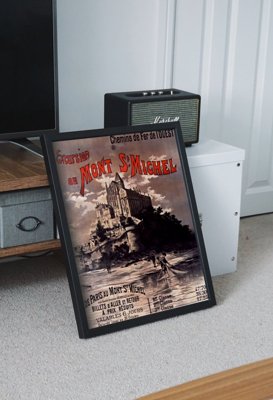 Weinleseplakat für das Wohnzimmer Mont St. Michel, Frankreich