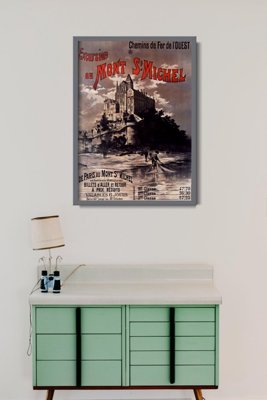 Weinleseplakat für das Wohnzimmer Mont St. Michel, Frankreich