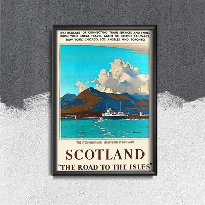 Poster Retro-Wohnzimmer Der Weg nach Schottland Inseln Großbritannien