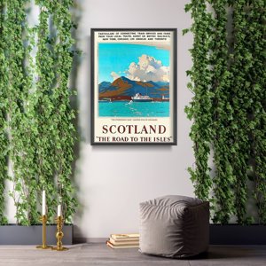 Poster Retro-Wohnzimmer Der Weg nach Schottland Inseln Großbritannien