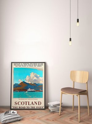 Poster Retro-Wohnzimmer Der Weg nach Schottland Inseln Großbritannien