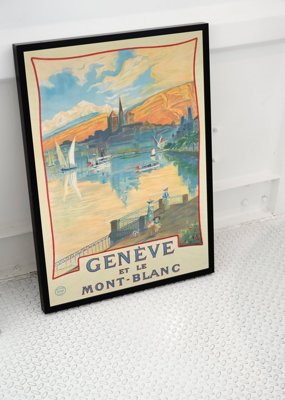 Weinleseplakat Geneve et le mont blanc Schweiz
