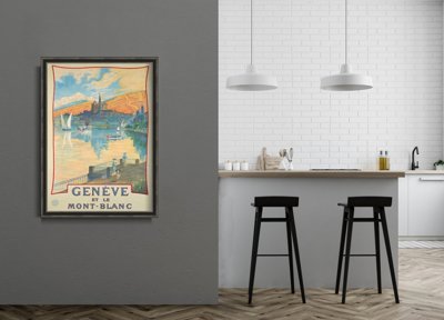 Weinleseplakat Geneve et le mont blanc Schweiz