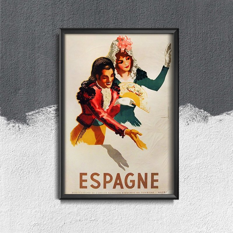 Poster Retro-Wohnzimmer Spanien