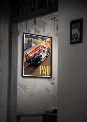 Weinleseplakat Grand Prix Automobile PAU