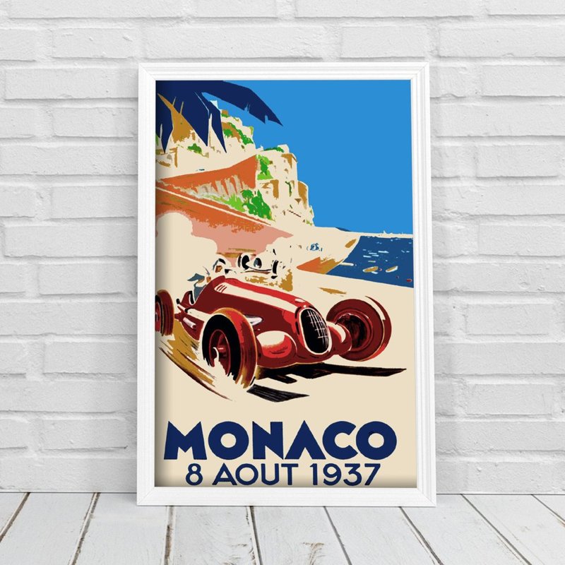 Poster Retro-Wohnzimmer Automobil Monaco