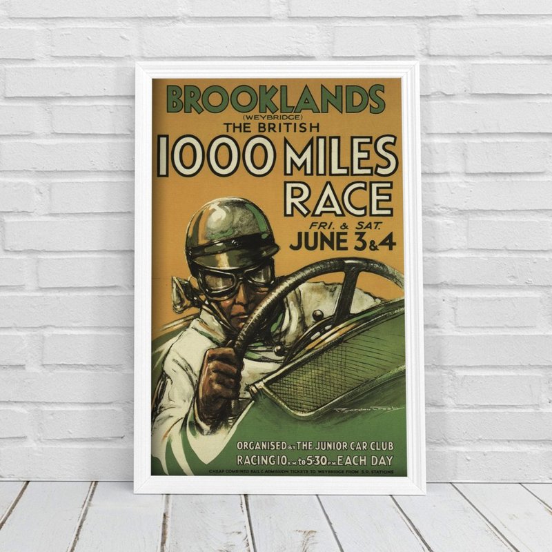 Weinleseplakat Brooklands Grand Prix Poster Britische Miles Rennen