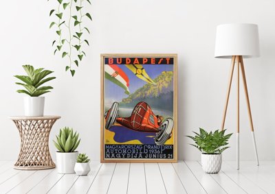 Retro-Poster Magyarorszag Budapest Grand Prix Auto