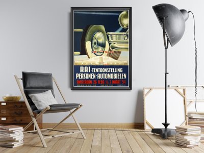 Weinleseplakat für das Wohnzimmer Auto-Show in Amsterdam