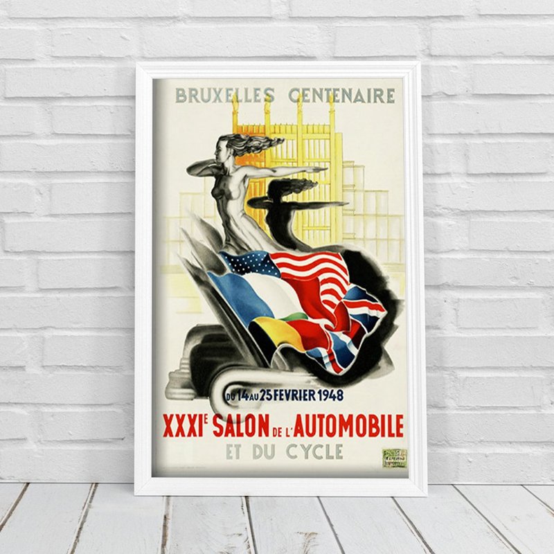 Poster im Retro-Stil Auto-Show in Brüssel
