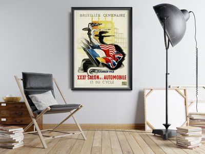 Poster im Retro-Stil Auto-Show in Brüssel