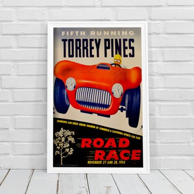 Weinleseplakat Grand Prix Poster Vierter Gang Torrey Pines Road Race