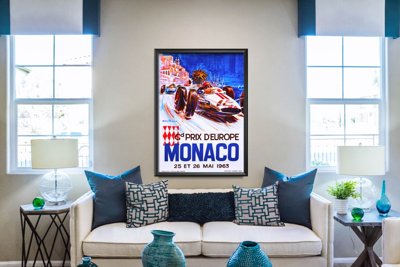 Weinleseplakat für das Wohnzimmer Grand Prix d'Europe Monaco
