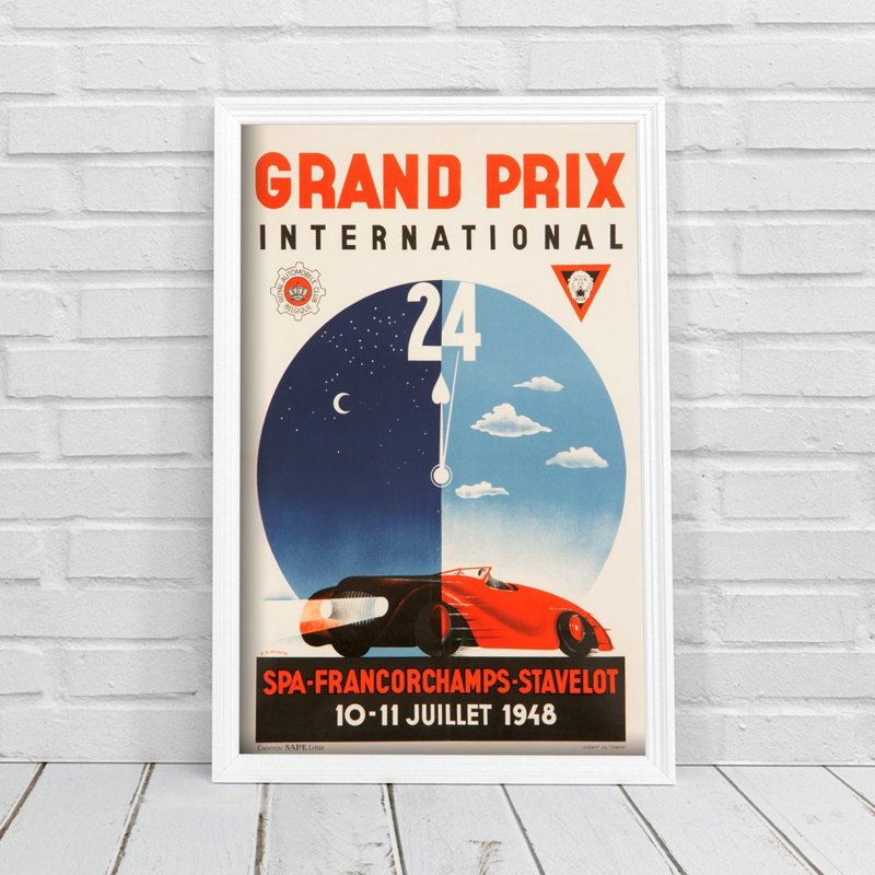 Weinleseplakat International Grand Prix Spa Francorchamps Stavelot