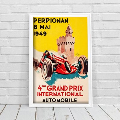 Poster im Retro-Stil Raspaut Perpignan eme Grand Prix