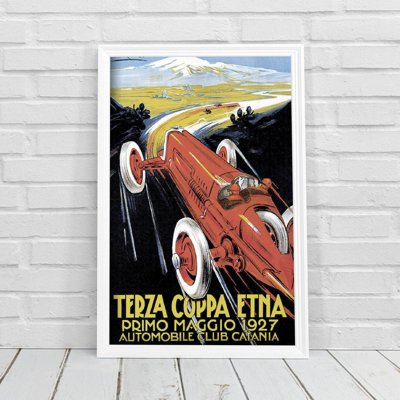 Weinleseplakat für das Wohnzimmer Terza Grand Prix Coppa Etna Primo Maggio